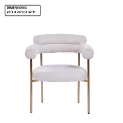 Kitchen Dining Chair With Armrest (Set of 2) - Gold / Creamy White