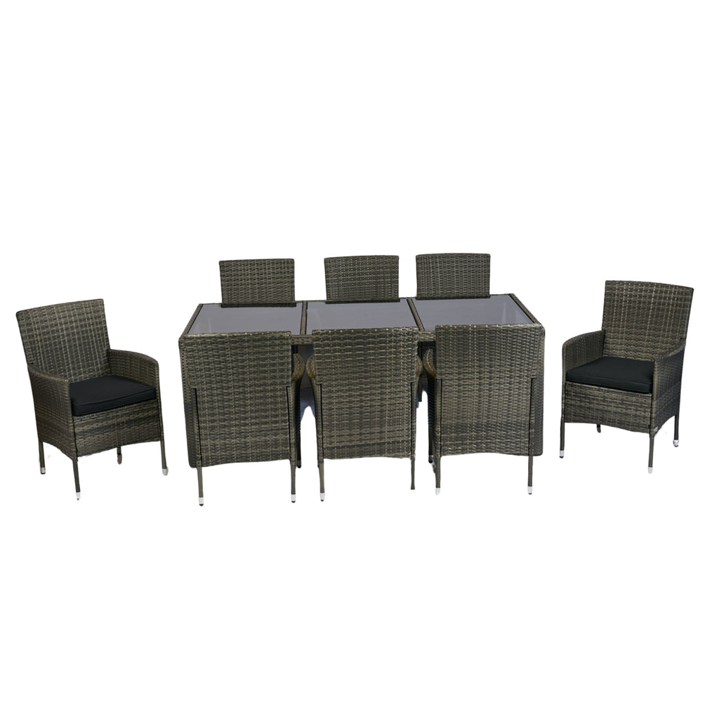 9 Piece Outdoor Patio Wicker Dining Set