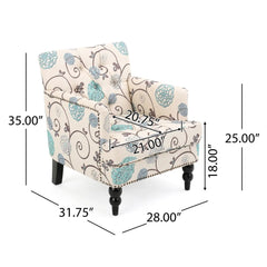 Vitality Club Chair with Button-Tufted Diamond Stitching and Turned Legs