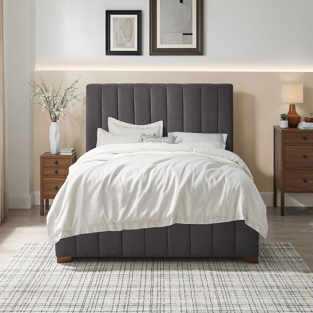 Upholstered Wingback Bed