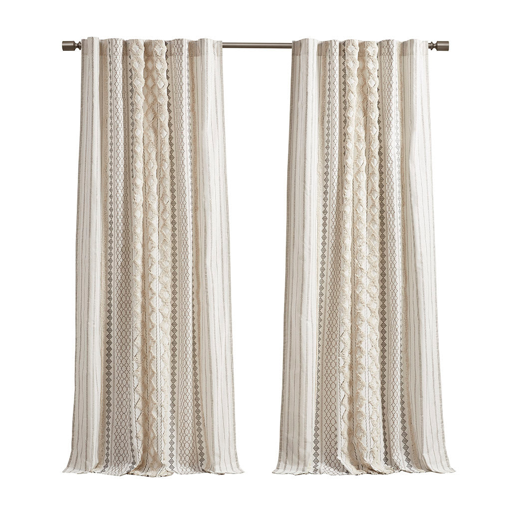 Cotton Chenille Stripe Curtain Panel 50x84