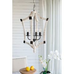 4 Light Chandelier with Adjustable Chain in Cream Finish