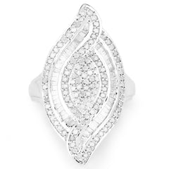 1.22 Carat Genuine White Diamond .925 Sterling Silver Ring