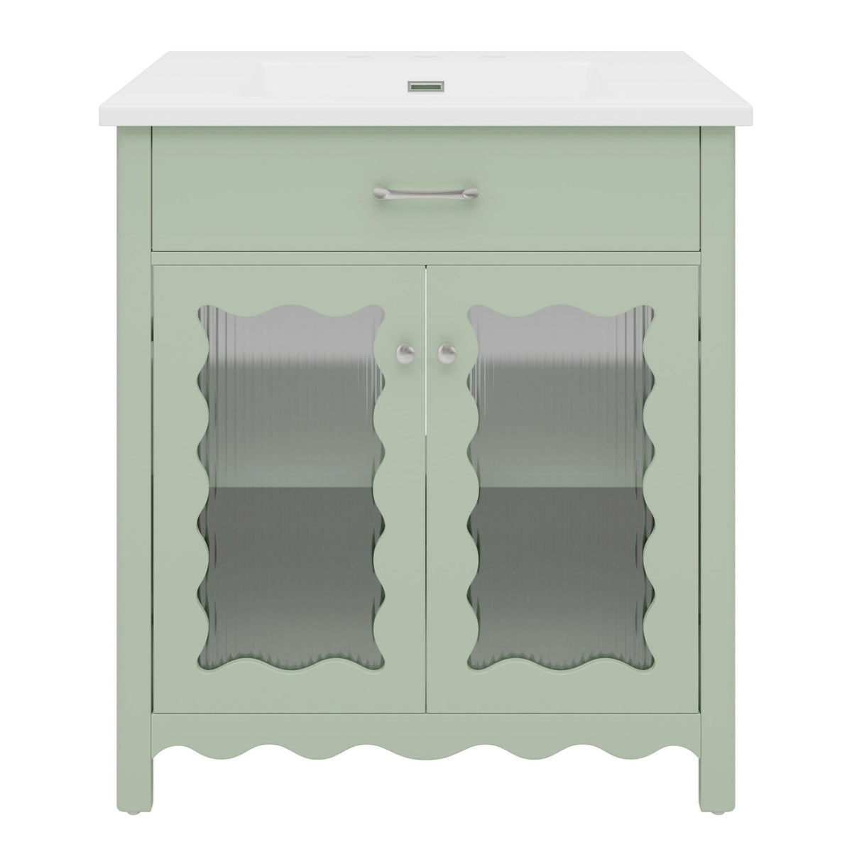 Modern Bathroom Vanity With Tempered Glass Doors