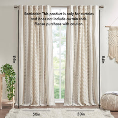 Cotton Chenille Stripe Curtain Panel 50x84