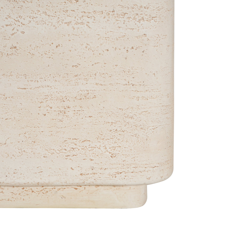Daphne Outdoor Patio MGO Side Table Beige Travertine Finish