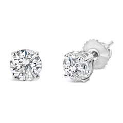 14K White Gold 1.0 Cttw Round Brilliant Cut Lab Grown White Diamond 4-Prong Classic Solitaire Stud Earrings (F-G Color, VS1-VS2 Clarity)