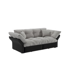 Queen Pull Out, 3 In 1 Convertible Sleeper Tufted Sofa & 2 Soft Pillows