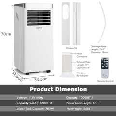 10,000 BTU Portable AC with Remote