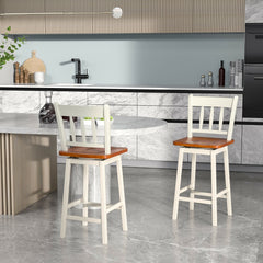 24.5 Inches Set of 2 Swivel Bar Stools with 360° Swiveling-White