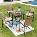 32 Inches Outdoor Steel Square Bar Table with Powder-Coated Tabletop