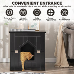 Cat Litter Box Enclosure with Flip Magnetic Half Door