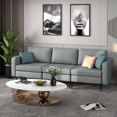 3-Seat Sectional Sofa Couch with Armrest Magazine Pocket and Metal Leg