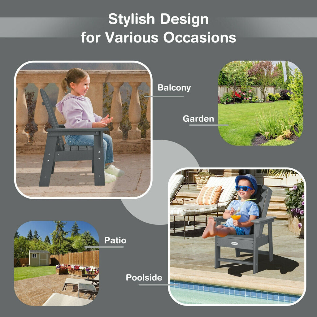 Patio Kids' Adirondack Chair with Ergonomic Backrest-Gray
