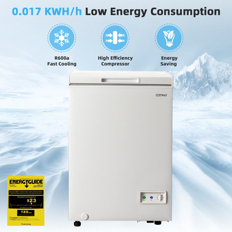 3.5/5 Cu.ft Compact Chest Freezer with Basket