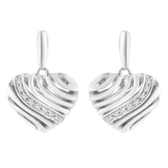 Sterling Silver Heart Diamond Accent Puff Earrings (I-J, I1-I2)