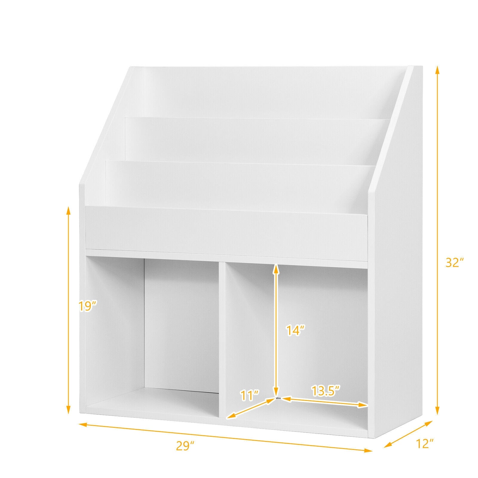 Kids Wooden Bookshelf Bookcase Children Toy Storage Cabinet Organizer-White