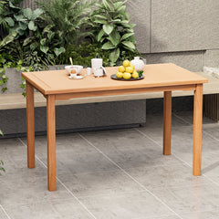 49 Inch Rectangle Patio Indonesia Teak Wood Dining Table with Slatted Tabletop Up to 6