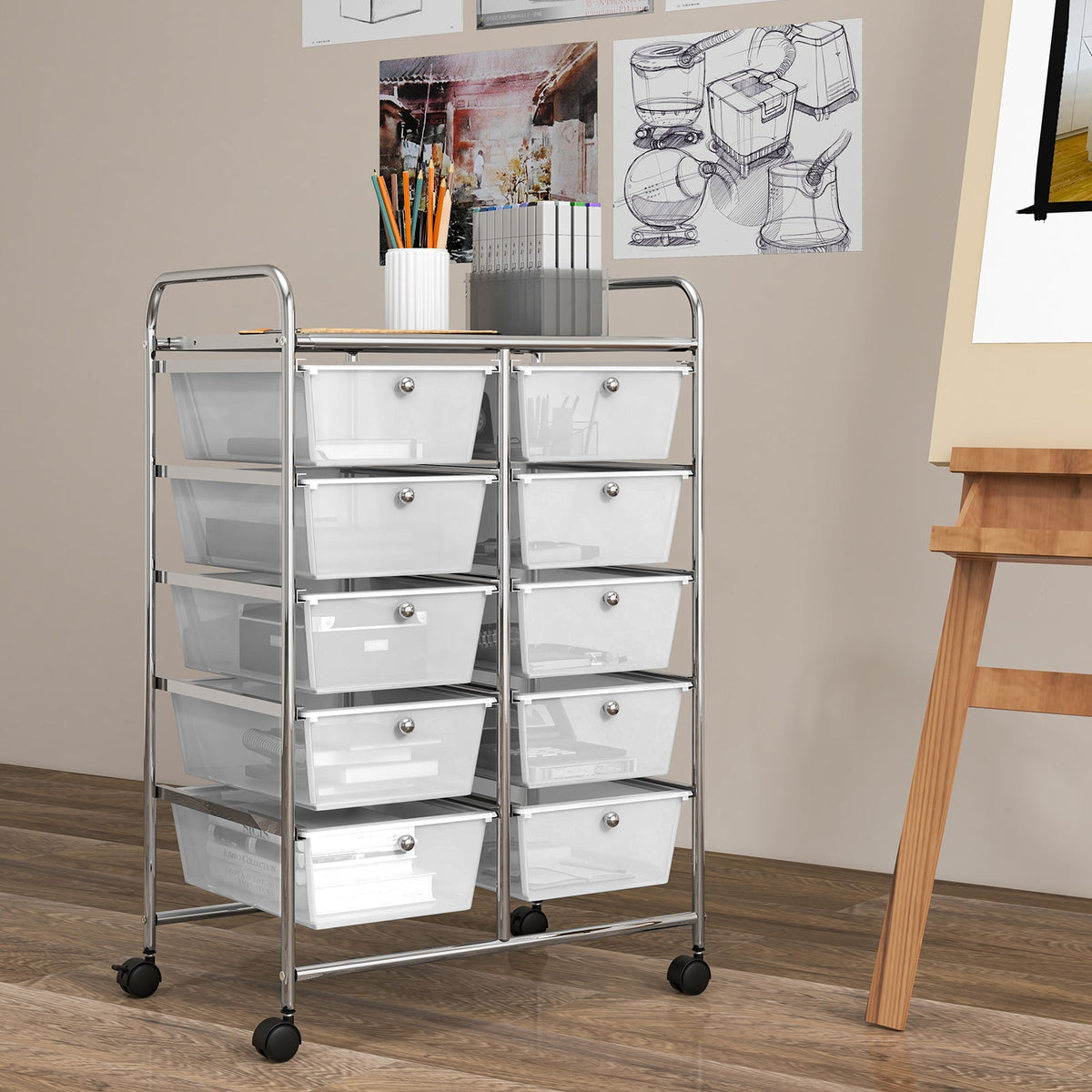 10-Drawer Rolling Storage Cart-Transparent – Lowescoshippingco