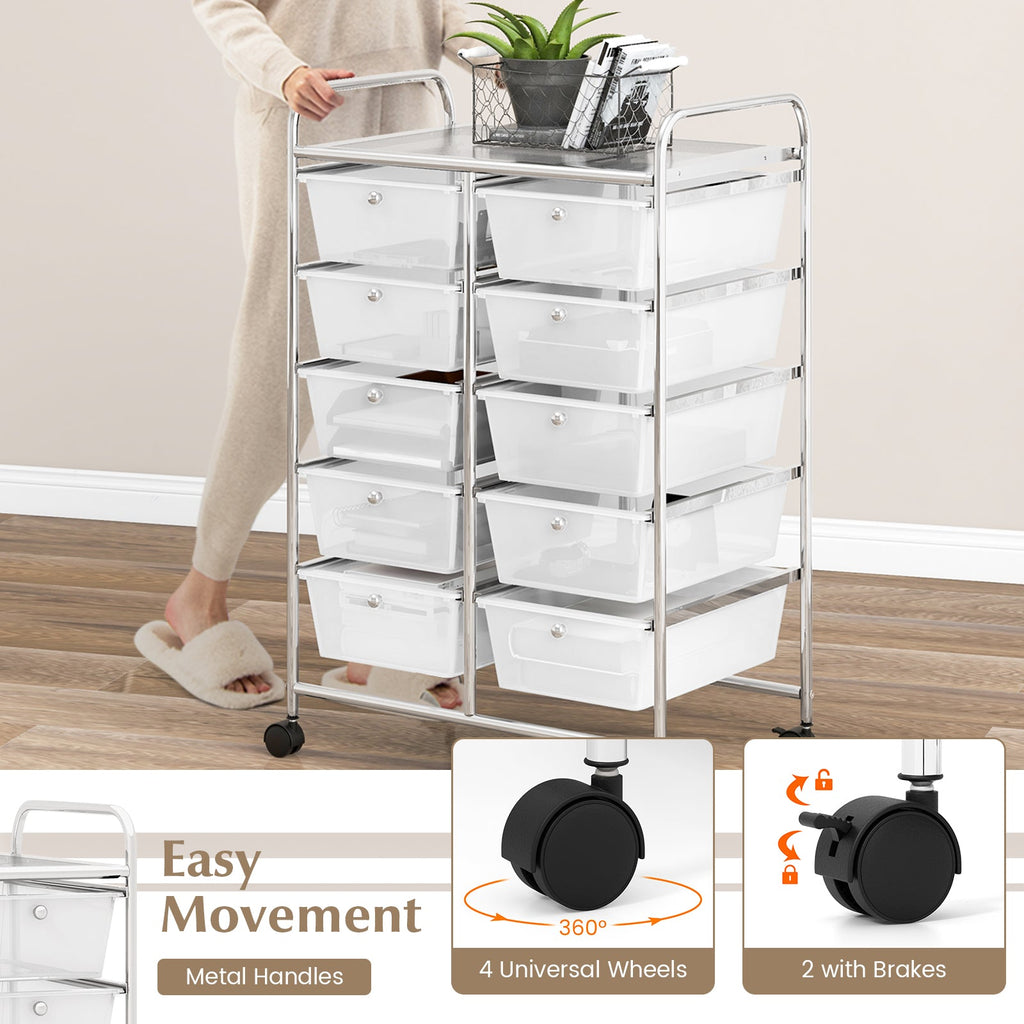 10-Drawer Rolling Storage Cart-Transparent – Lowescoshippingco
