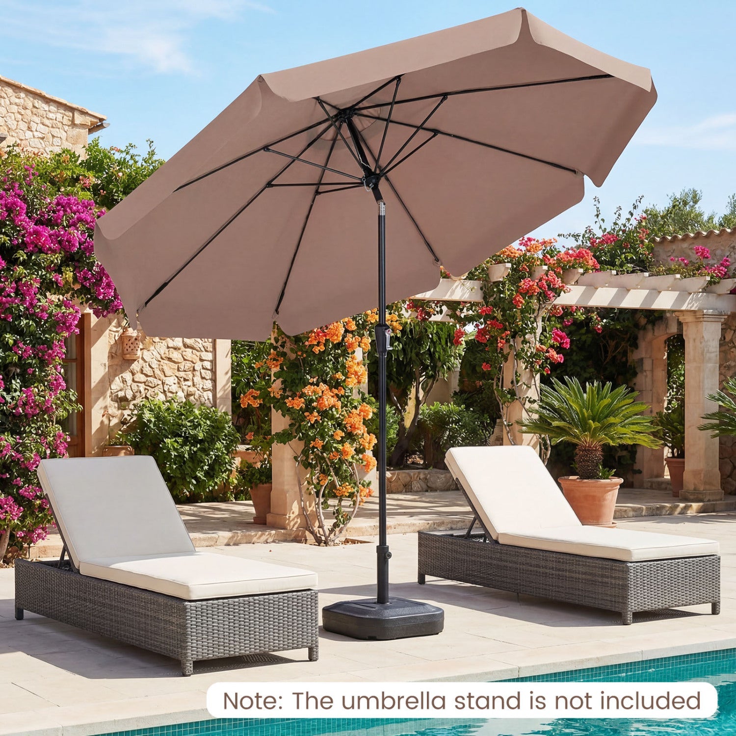 10 FT Scalloped Patio Umbrella with Push Button Tilt