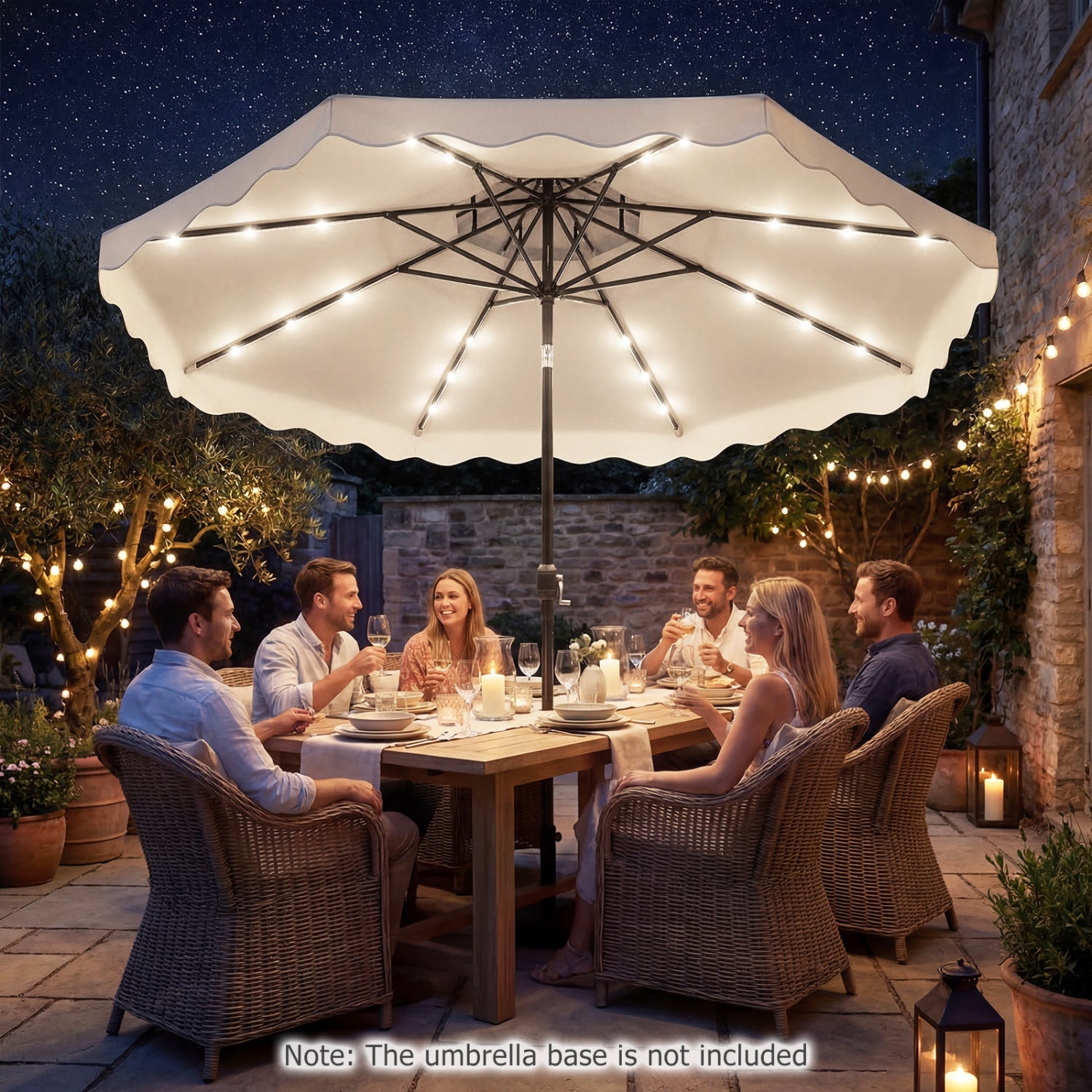 10 FT Solar LED Patio Umbrella for Deck and Pool
