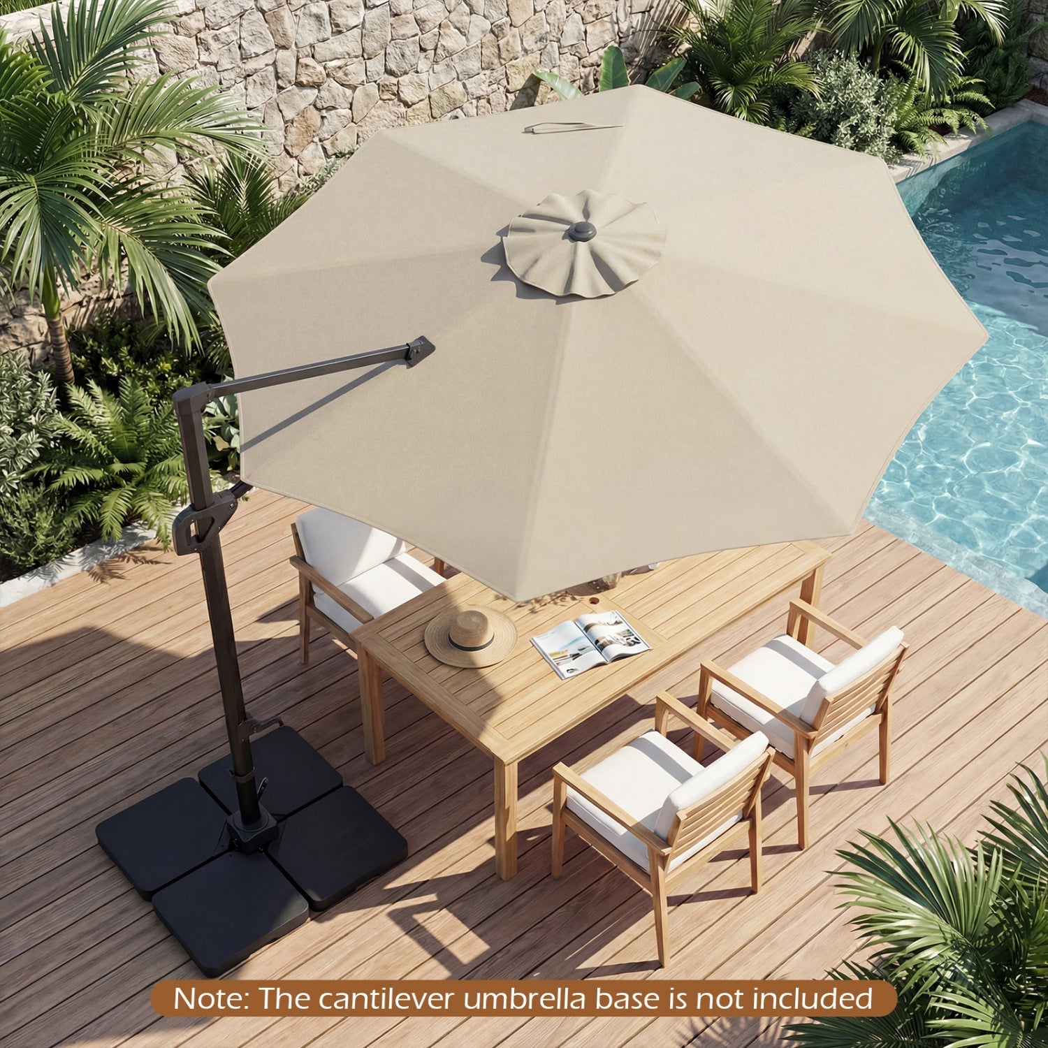 10 Feet Patio Cantilever Umbrella with Easy Tilt Adjustment