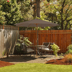10 Feet Patio Umbrella with 8 Wooden Ribs and 3 Adjustable Heights-Brown