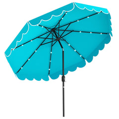 10 Feet Solar Patio Umbrella with 24 LED Lights-Turquoise