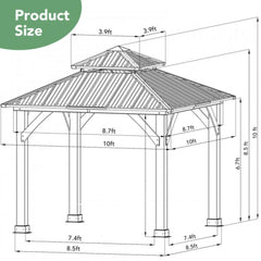 [10X10FT] Premium Outdoor Patio Hardtop Gazebo W/ Double Steel Roof (SAK01291)