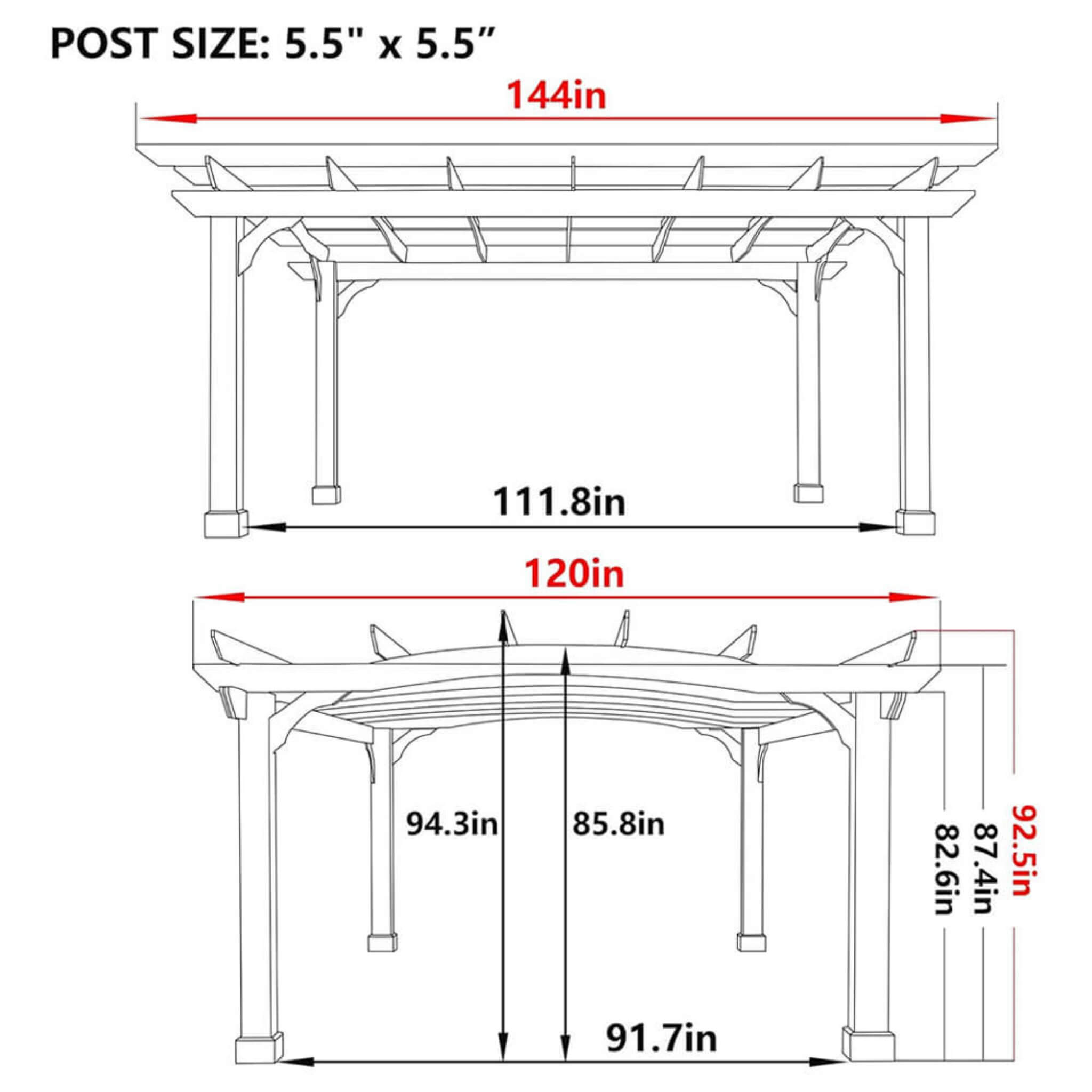 [10X12FT] Alora Premium Outdoor All-Season Backyard Patio Cedar Wood Gazebo Pergola With Arched Roof (SAK42915)