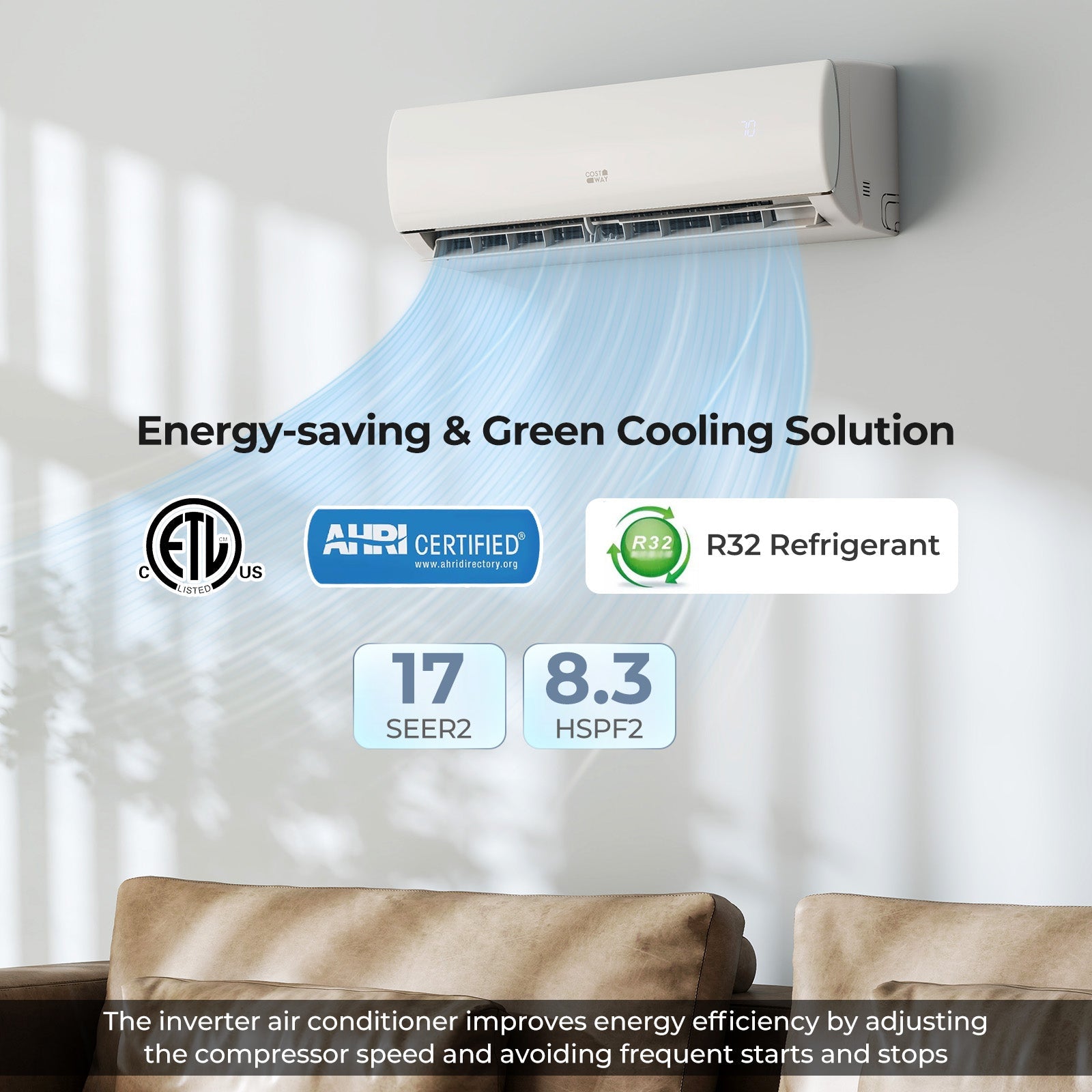 11500 BTU 208/230V Mini Split Air Conditioner and Heater Pump System
