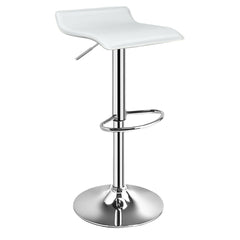 Set of 2 Adjustable PU Leather Backless Bar Stools-White