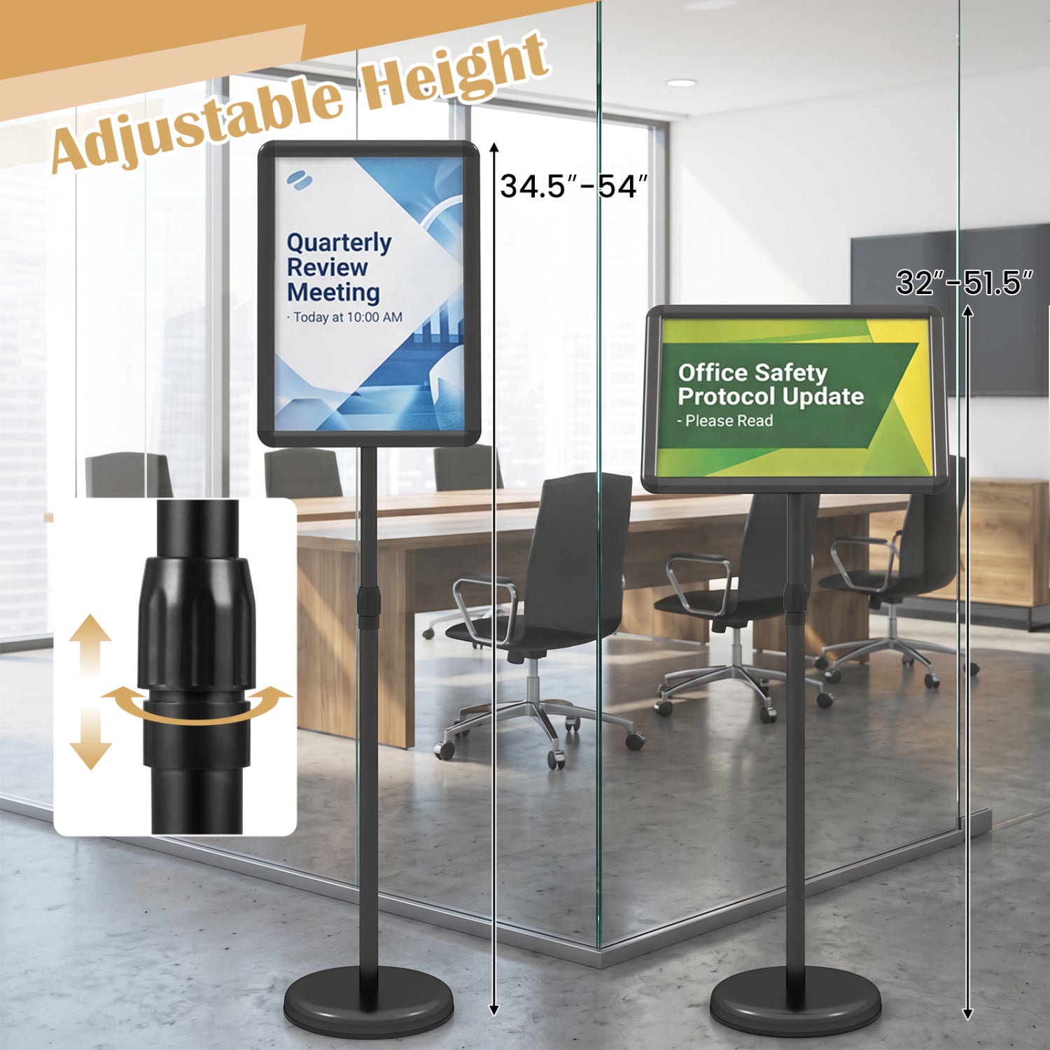 11x17 Adjustable Height Sign Holder Stand with Snap Frame