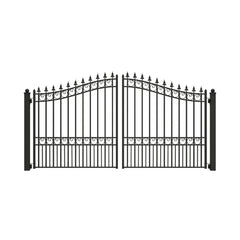 [12-18FT] Heavy-Duty London-Style Powder-Coated Galvanized Steel Dual-Swing Driveway Gate (SAK48520)