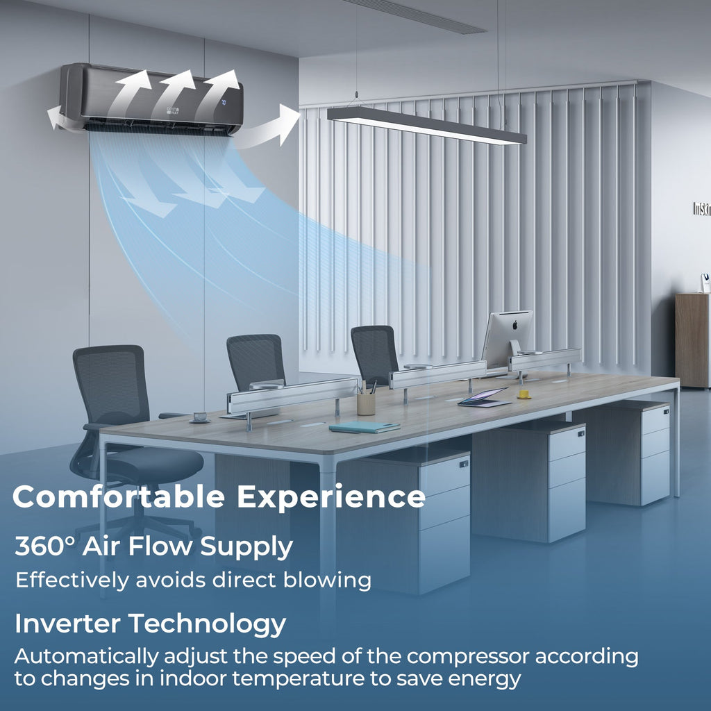 GreyVolt Series Energy Star Certified 12000 BTU 21 SEER2 208-230V Mini Split Air Conditioner and Heater Gray