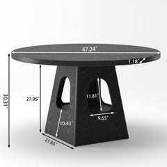 Farmhouse Round Dining Table With Storage Base