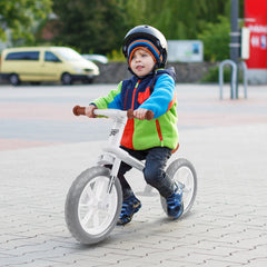 12 Inch Balance Bike with Adjustable Seat and Rotatable Handlebar-White