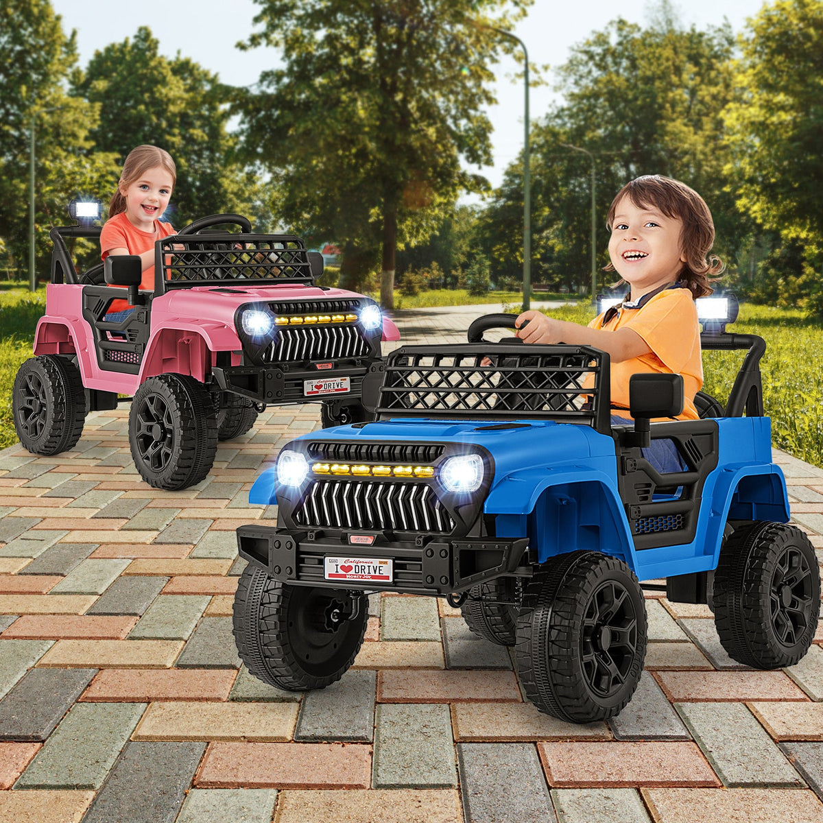 12V Kids Ride on Truck Car with Parental Remote and Music Player-Pink