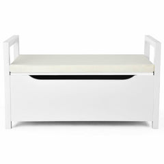 34.5 ×15.5 ×19.5 Inch Shoe Storage Bench with Cushion Seat for Entryway-White