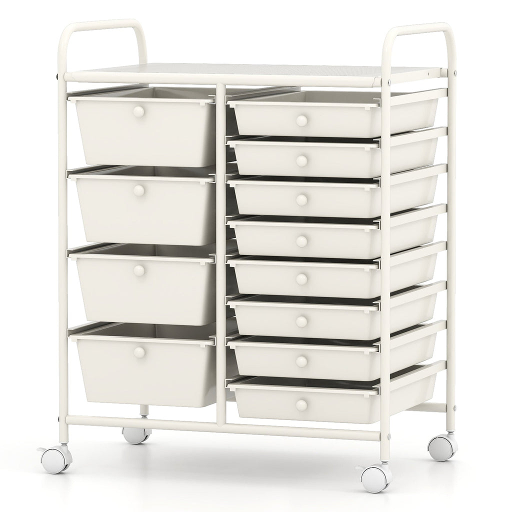 12-Drawer Utility Rolling Cart with Drawers Multi-Use Storage