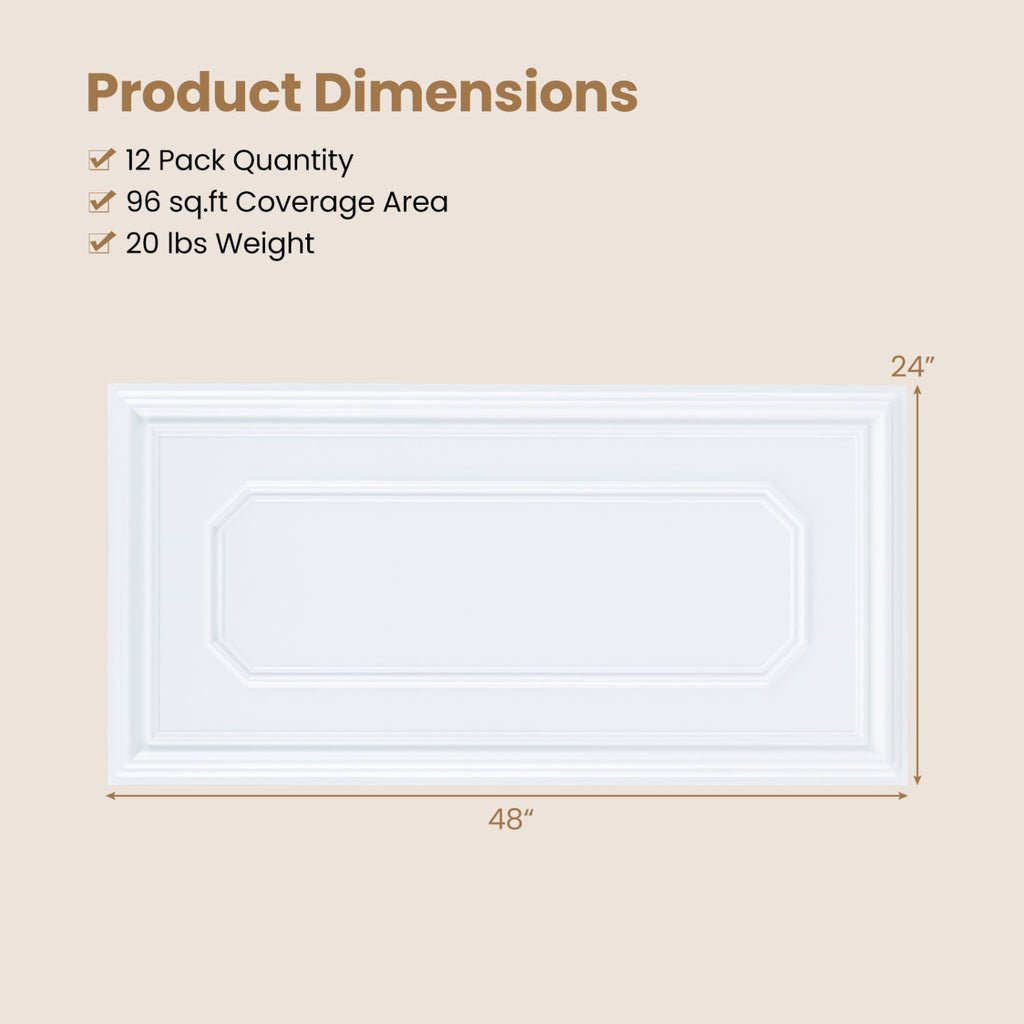 24 Pieces Ceiling Tiles Decorative PVC Ceiling Covering Panels