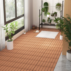 12 x 12 Inch 18 Piece All Weather Interlocking Deck Tiles for Splicing Area-Brown