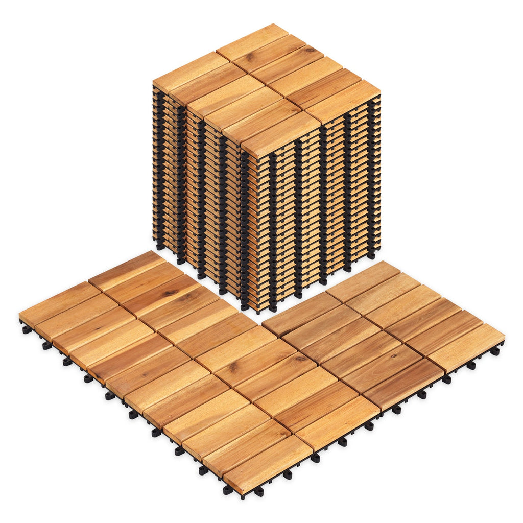 Acacia Wood Interlocking Deck Tiles 12x12 Inch - 27 Pack