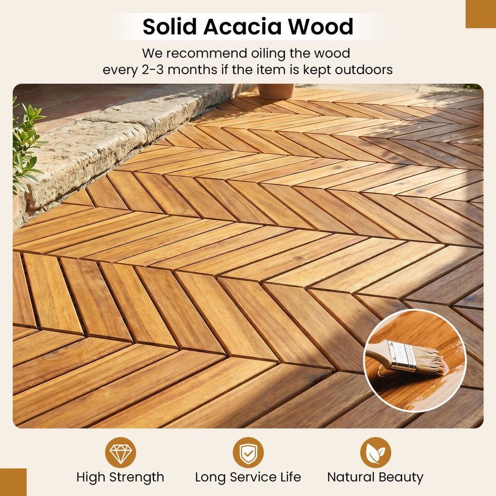 Acacia Wood Interlocking Deck Tiles 12x12 Inch - 30 Pack