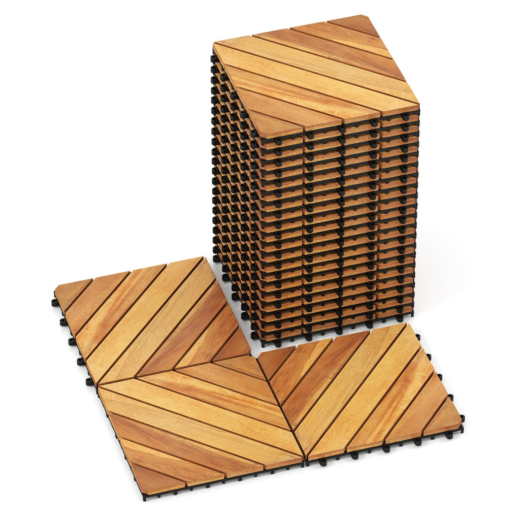 Acacia Wood Interlocking Deck Tiles 12x12 Inch - 48 Pack
