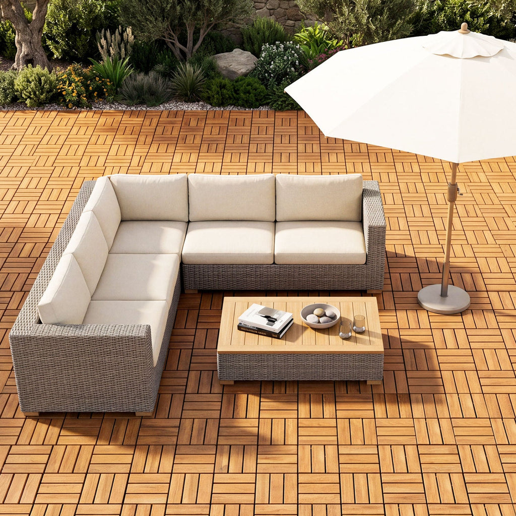 Acacia Wood Interlocking Deck Tiles 12x12 Inch - 54 Pack