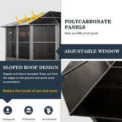 [12x15FT] Alora Extra Large Premium Outdoor All-Season Polycarbonate Hardtop Solarium Sunroom With Sliding Doors (SAK69584)