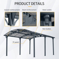 [12X16FT] Alora Large Outdoor Aluminum Arch Carport With Polycarbonate Panels (SAK65820)