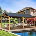 [12X20FT] Premium Outdoor Double-Layer Galvanized Steel Hardtop Gazebo Pergola For Patio (SAK46095)